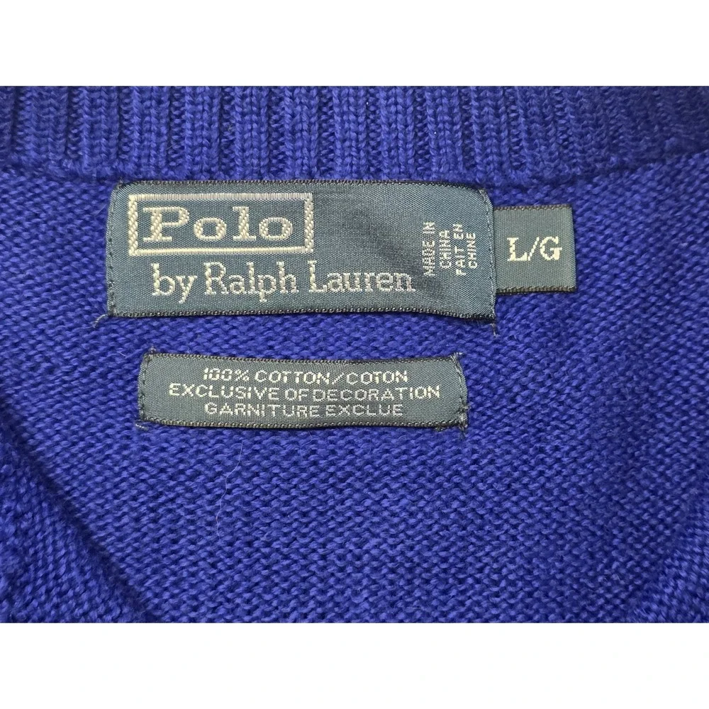 Polo Ralph Lauren Mens Size L Blue Long Sleeve 1/4‎ Zip Pullover Sweater